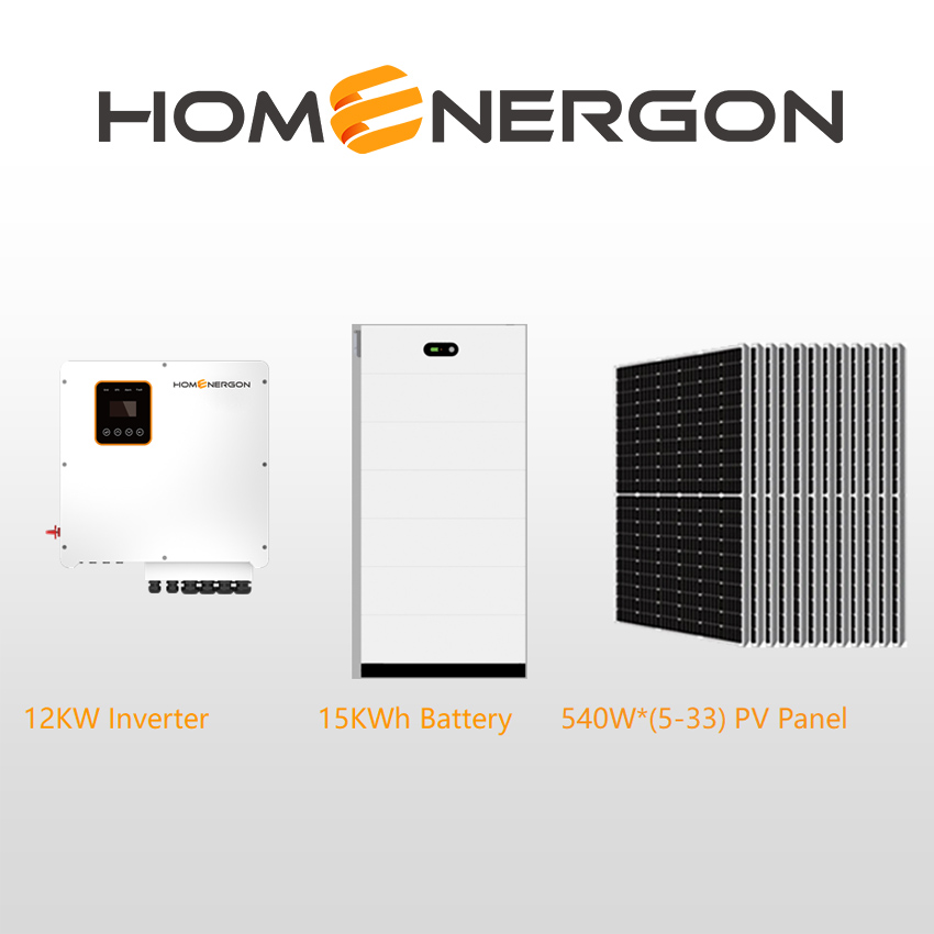 Three phase 12KW  with 15kwh high voltage lithium battery residential energy storage system
